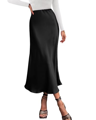 BTFBM Long Skirts for Women 2026 Fall Outfits,Black,S